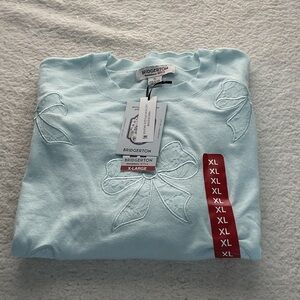 Light Blue Bridgerton Embroidered Crewneck Sweater - XL